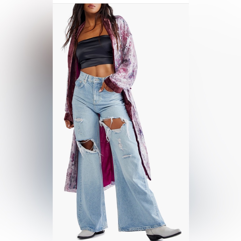 Free people Kealey sequin duster jacket new size small - Picture 3 of 4